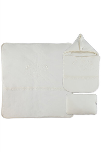 Bebetto طقم مفروشات سفلية من الألياف المتشابكة 3 قطع (CEREMONY) بلون إكرو داكن