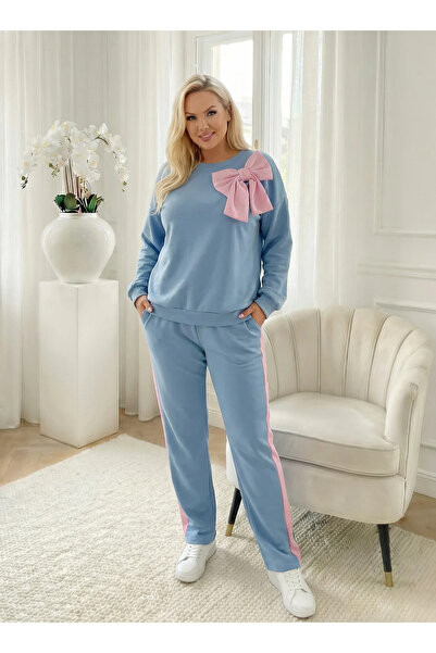UniqueStore.ro Women's blue suit with pink statement bow