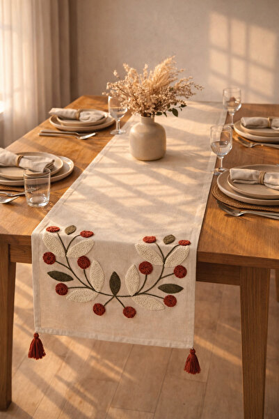 Shopyteks 100% Cotton Linen Bohemian Punch Embroidered Table Runner – 30X140 ...