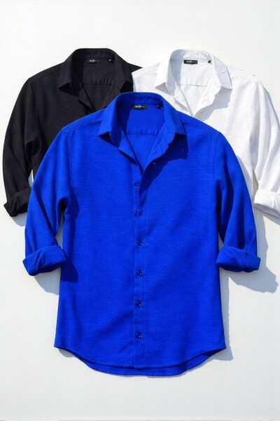 Gameyal طقم قمصان رجالية من قماش إيروبين مكون من 3 قطع - لا يحتاج للكي، مناسب...