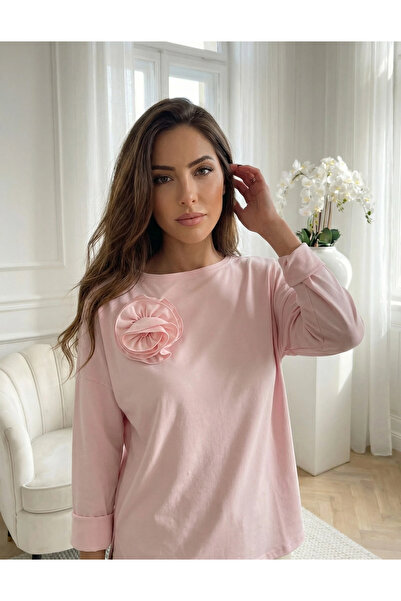 UniqueStore.ro Light pink blouse with 3D floral applique