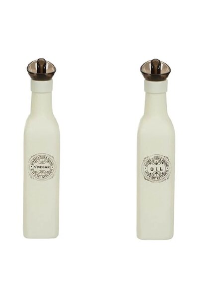 OEM Set of 2 glass oil and vinegar containers, ''Home sweet home'' print, 275 ml