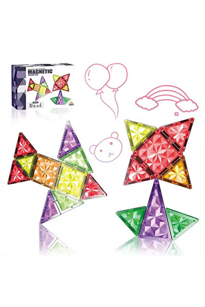 Toybox Magnetic Tiles Building Blocks Set for Kids - 3D Clear Magnetic Toys P...