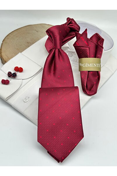 Gutiero Cravată clasică cu batistă roșie cu buline