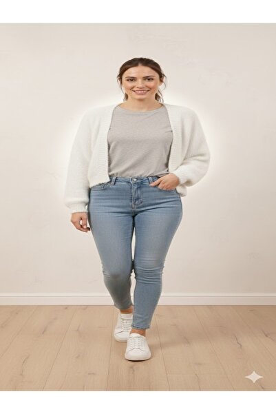 aryam butik Hand Knitted White Women's Jacket