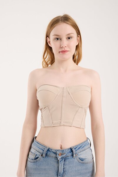 Modazeyosh Women's Bustier with Ribbon Detail on the Chest