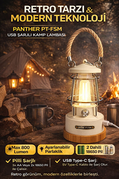 Panther Pt-fsm Usb Şarjlı Kamp Lambası