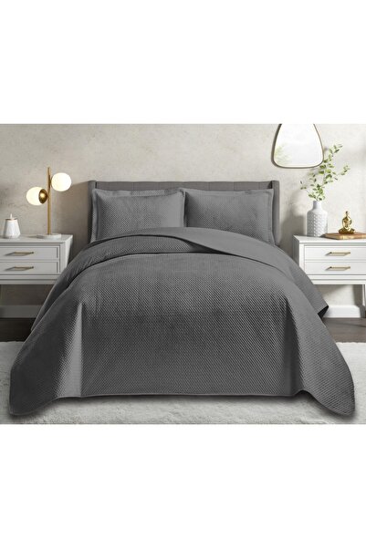 Çapa Home Ultra Soft Kadife Nubuk Çift Kişilik Yatak Örtüsü Antrasit