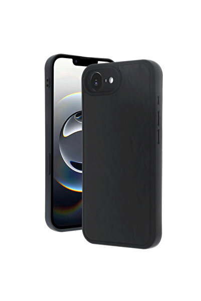 eco port iPhone 16E Case Aras Leather Cover - Black