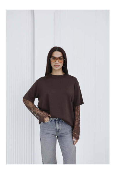 IŞILDA FASHION Lace Sleeve T-Shirt