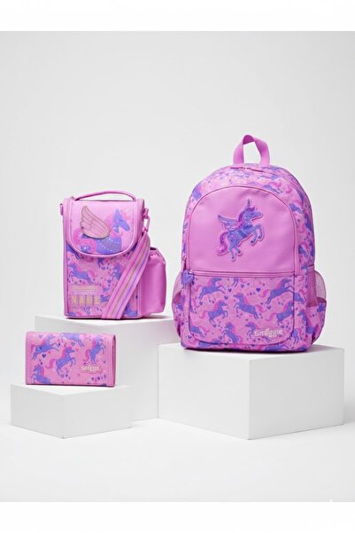 SMIGGLE Adventurous 3’lü Okul Seti (Pembe) – Sırt Çantası, Beslenme Çantası &...