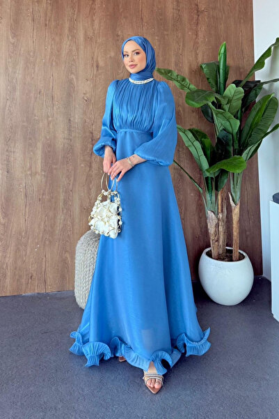 Hazamoda Grass Evening Dress Blue