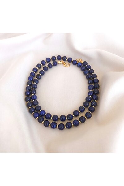 Taşmir Lapis Lazuli Doğal Taş Kolye Altın Kaplama Aparatlar