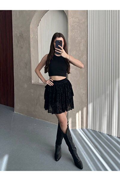 Amaze FLOK TÜL ŞORTLU ETEK