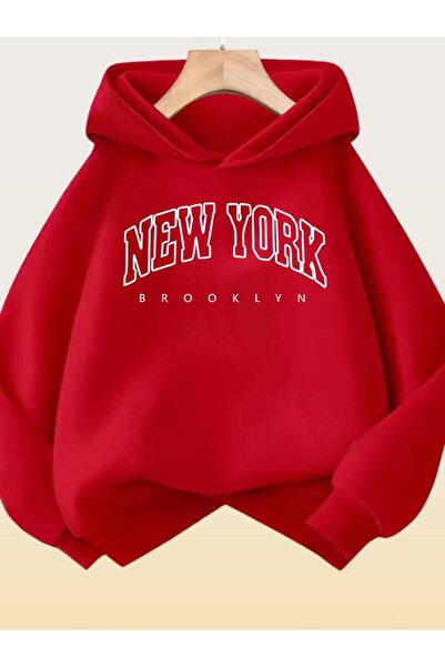 %100 polyesterden üretilmiş, rahat ve kalın kapüşonlu kadın sweatshirt'