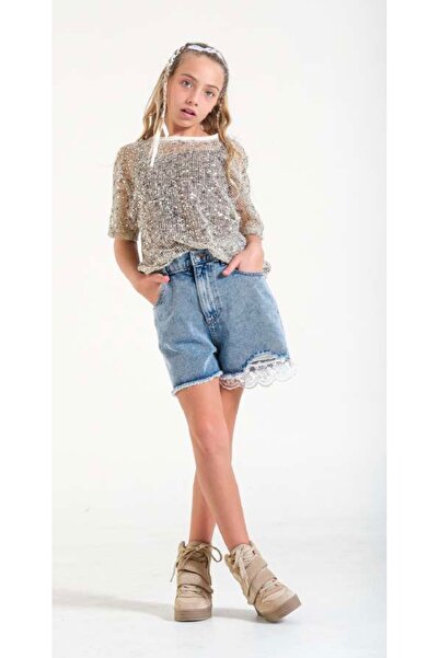 LOCO LOCO LİMİ genç kız çocuk hasır t-shirt askılı esnek badi kombin