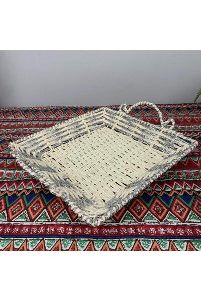 sallat almawasim صينية حبل مربعة كبيرة بيضاء وفضية