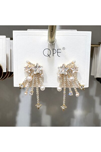 GLOW ACCESSORIES BAE أقراط QPE من الفولاذ المقاوم للصدأ مرصعة بالزركون واللؤلؤ