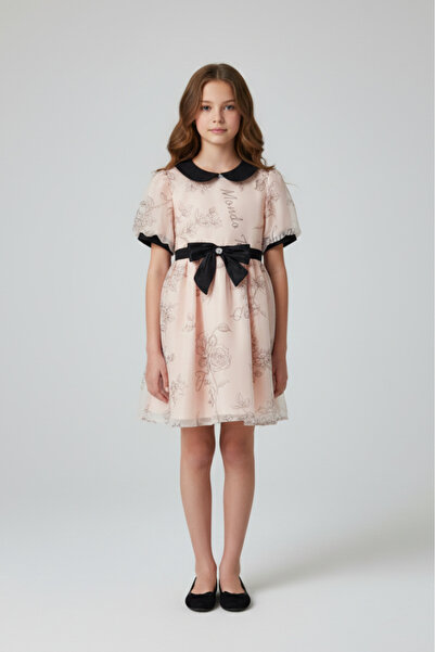 Alesaei-mondo tondo (فستان بناتي نص كم وفيونكة على الخصر 7181)