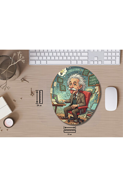 IVART Albert Einstein Patterned Oval Mouse Pad with Wrist Support