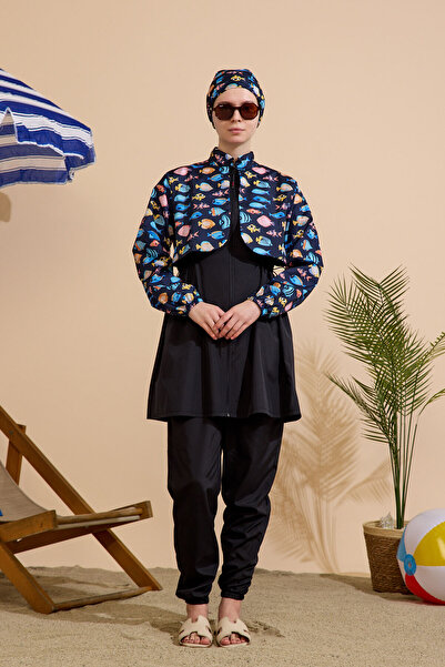 GAVLİA Women's Hijab Swimsuit 3-Piece Set - Full Coverage with Zipper..