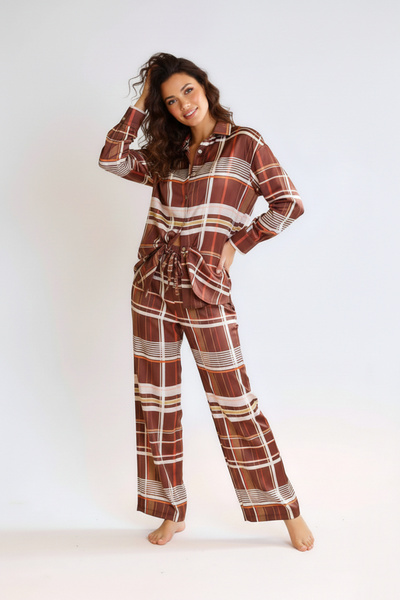 BIGNUANCE Autumn Plaid Home Wear Set