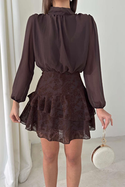 Sorridi Chiffon Top and Floral Embroidered Mini Dress