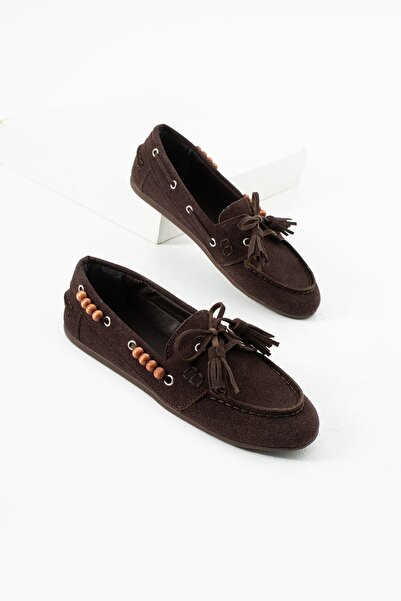 diclepolat Women's Brown Suede Loafer Shoes with Tassels and Laces, Casual Mo...
