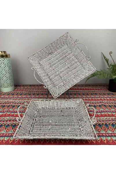sallat almawasim Large Square Silver Rope Tray