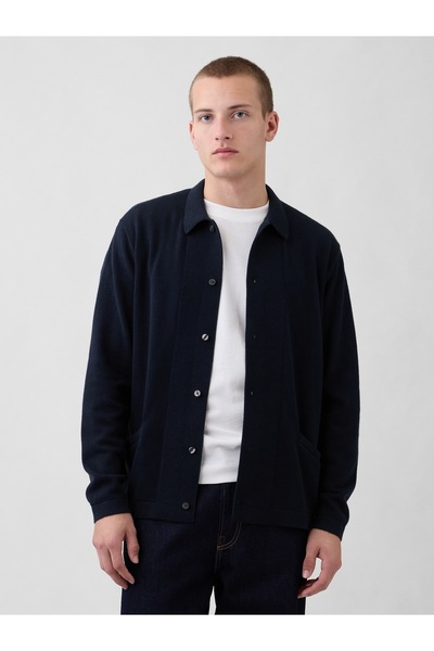 GAP Erkek Lacivert Relaxed Triko Hırka