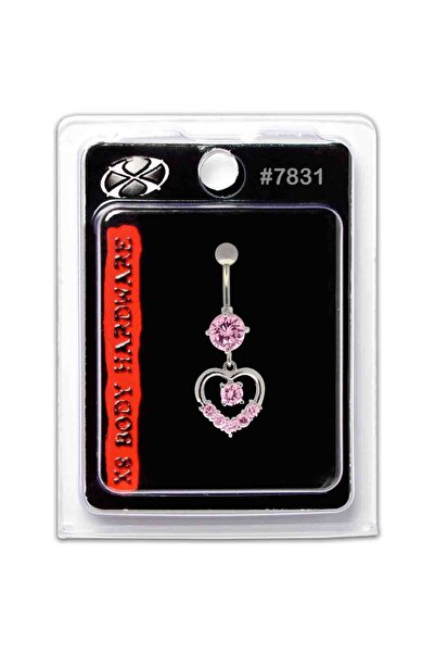 X8 BODY HARDWARE USA , S. Steel 316L Navel Dangle Rose Heart