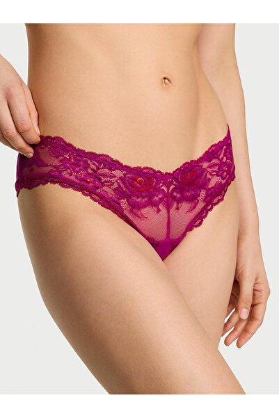 Victoria's Secret Deep Leg Cut Cheeky Panties with Rose Lace