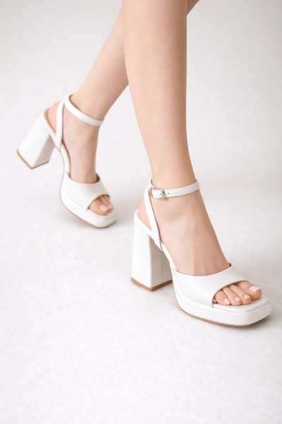 defile ayakkabi Women's White Platform Evening Dress Shoes