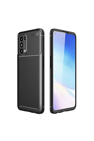 eco port حافظة اوبو رينو 5 بغطاء كربون بتركيز تلقائي - أسود