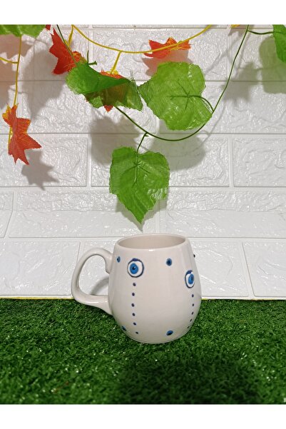 Home Modern Evil Eye Bead Detailed Ceramic Coffee Cup