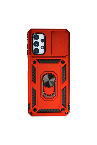 eco port حافظة سامسونج جالاكسي A23 4G مع حلقة عدسة من السيليكون - أحمر