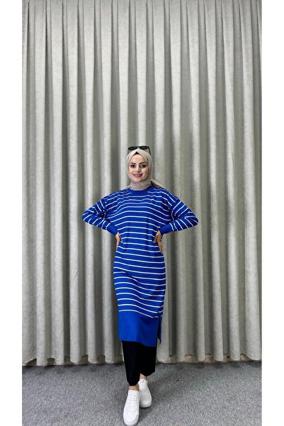 modadeywearst Striped Tunic - Saks Blue