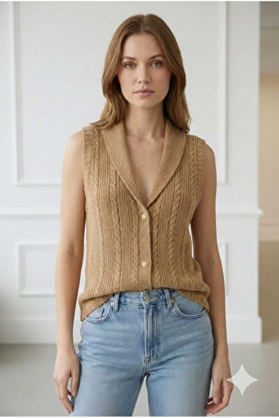 mamizya Hair Braided Button Detail Tricoted Women's Stylish Vest