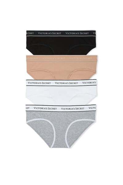 Victoria's Secret 4-Pack Logo Cotton Hiphugger Panties