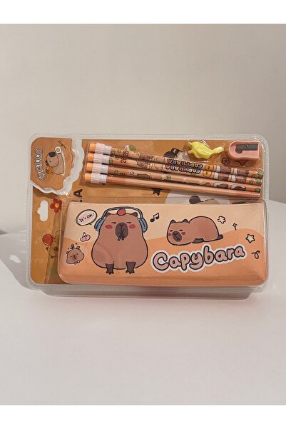winingo 2YShop Kırtasiye Seti Capybara-Kalem Kutu 4 Kalem Kalemtıraş Kalem Tu...