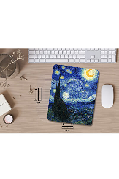 IVART Van Gogh Starry Nights Patterned Rectangular Mouse Pad with Wrist Support