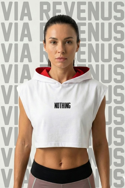 Vordevia Nothing 00 Front and Back Printed Zero Sleeve Hooded Sports Women's ...