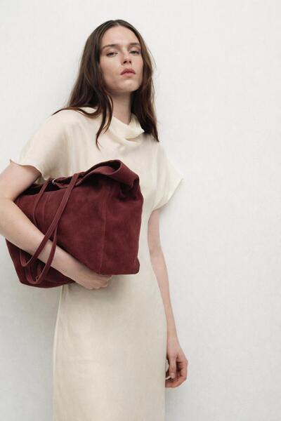 Timeless Luluya Bags Hakiki Nubuk Deri Kadın Omuz Çantası Büyük Boy Günlük To...