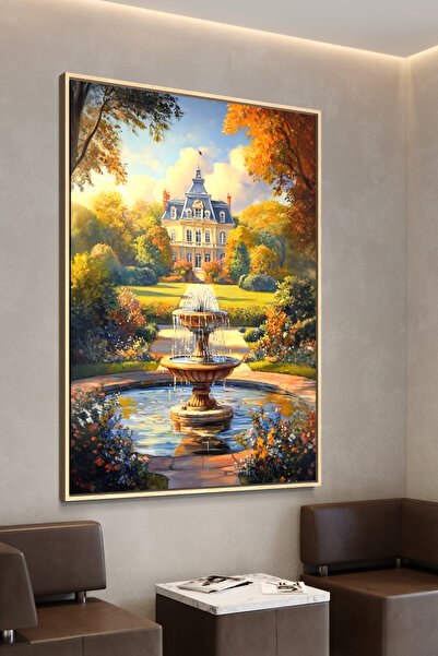 ARTAN GALLERY İtalyan Kadife Bahçe ve Şato Manzara Tablosu Yağlı Boya Görünüm...