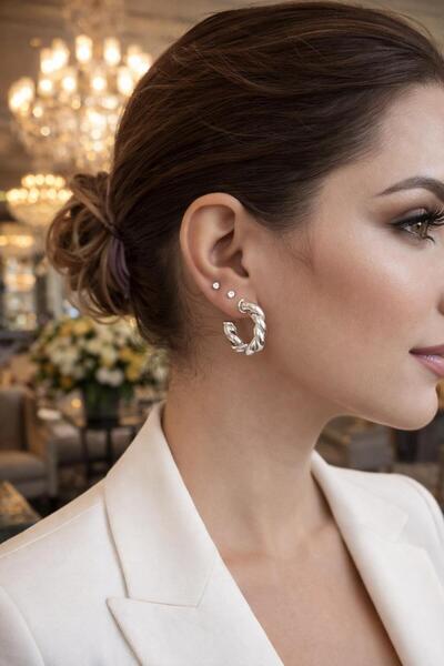 ZRN AKSESUAR Earrings Xuping Quality Stylish Trendy Style Curly Spiral Hoop S...