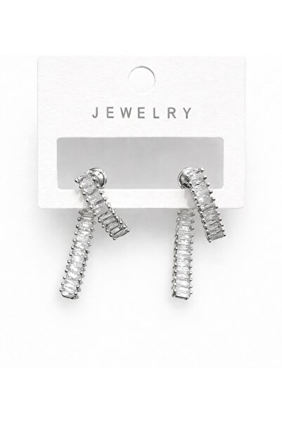GLOW ACCESSORIES BAE Stainless Steel Zircon Baguette Stone Vip Leaf Earrings