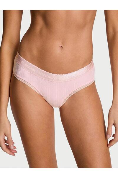 Victoria's Secret Logo Detailed Heart Pointelle Hiphugger Panties