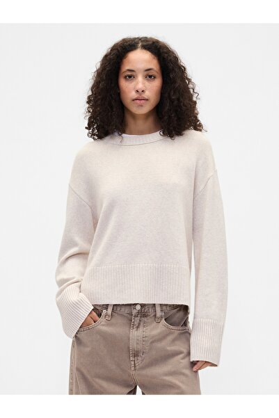 GAP Kadın Bej CashSoft Relaxed Crewneck Kazak
