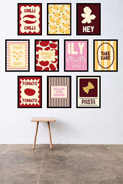 UNT 10-Frame Look Kitchen |   Modern |   Retro Wall Poster Painting Set – 15X...