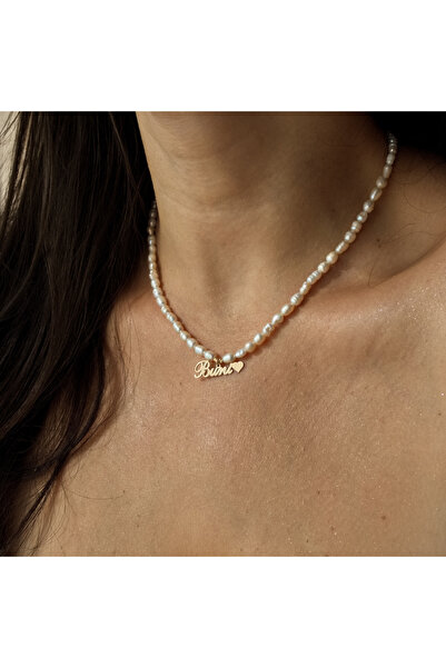 BLACK SWAN Bijoux Colier din perle naturale cu pandantiv 'Buni❤️' din aur de 14K